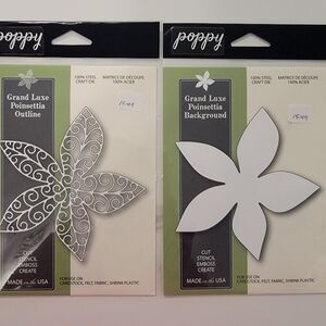 Poppy GRAND LUXE POINSETTIA OUTLINE & BACKGROUND Steel Craft Dies Lot of 2 NEW